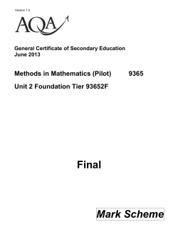 GCSE Methods in Mathematics (Linked Pair Pilot) Mark scheme Unit