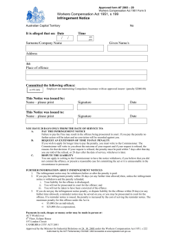 Workers Compensation Act 1951, s 199 Infringement Notice It is