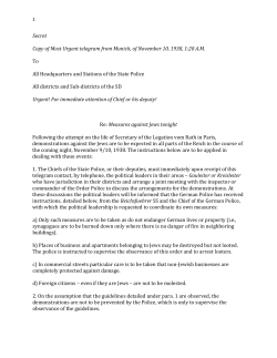 Secret Copy of Most Urgent telegram from Munich, of November 10