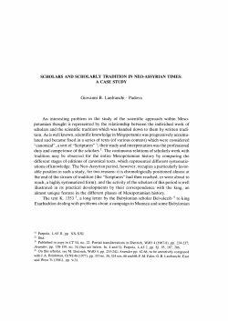 Scholars and Scholarly Tradition in Neo