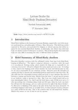 Lecture Scribe for Mind Body Dualism(Descartes)