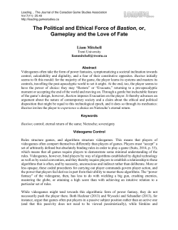 The Political and Ethical Force of Bastion, or, Gameplay and the