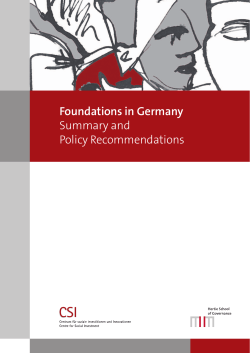 Foundations in Germany Summary and Policy Recommendations