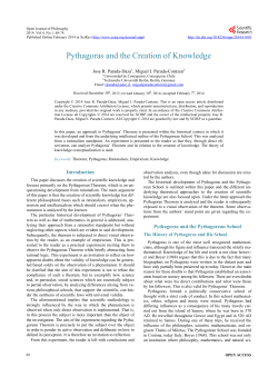 Pythagoras and the Creation of Knowledge