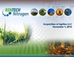 Acquisition of Agrifos LLC Presentation