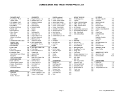 COMMISSARY AND TRUST FUND PRICE LIST