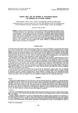 Negative affect, pain and disability in osteoarthritis patients