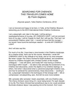 SEARCHING FOR CHEKHOV, THIS TRAVELER COMES HOME By