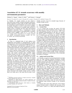 Association of US tornado occurrence with monthly environmental