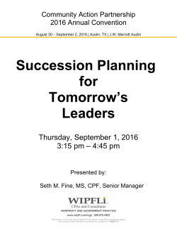 Succession Planning for Tomorrow`s Leaders