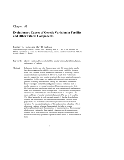 Chapter #1 Evolutionary Causes of Genetic Variation in