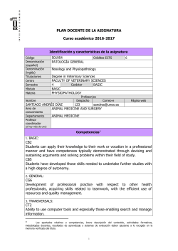 PLAN DOCENTE DE LA ASIGNATURA Curso acad&eacute;mico 2016