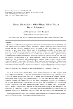 Homo Heuristicus: Why Biased Minds Make Better Inferences