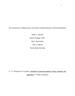 The Construction of Meaning from Life Events
