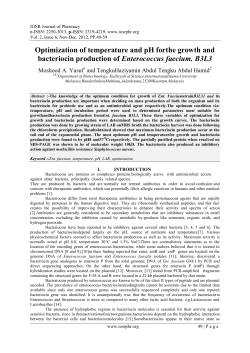 Optimization of temperature and pH forthe growth and bacteriocin