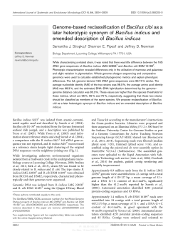 Genome-based reclassification of Bacillus cibi as a later heterotypic