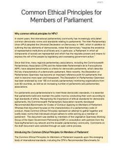 Common Ethical Principles for Members of Parliament