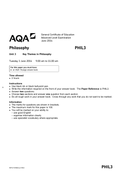 A-level Philosophy Question paper Unit 03 - Key Themes in