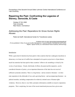 Addressing the Past: Reparations for Gross Human Rights Abuses