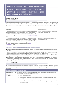 Human settlements and adaptation planning processes