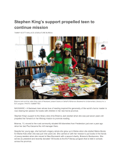 Stephen King`s support propelled teen to continue mission