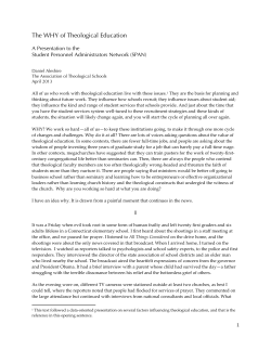 The WHY of Theological Education - The Association of Theological