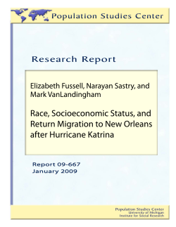 Race, SES, and Return Migration to New Orleans after Hurricane
