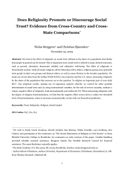 Does Religiosity Promote or Discourage Social Trust