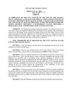 city of the colony, texas ordinance no. 2017