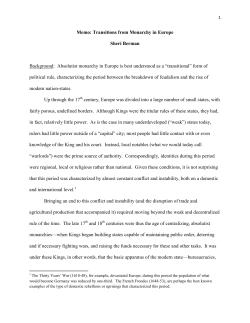 Memo: Transitions from Monarchy in Europe Sheri Berman
