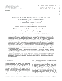 Science + Space + Society: urbanity and the risk of methodological