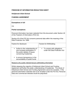 FREEDOM OF INFORMATION REDACTION SHEET Hollybrook