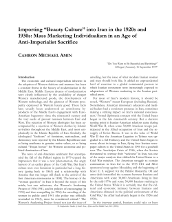 Importing &ldquo;Beauty Culture&rdquo; into Iran in the 1920s and 1930s: Mass