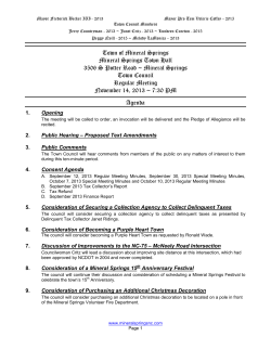 Mineral Springs Town Council Regular Meeting Novembe