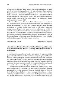 88 American Studies in Scandinavia, 46:2 tain a range of older and