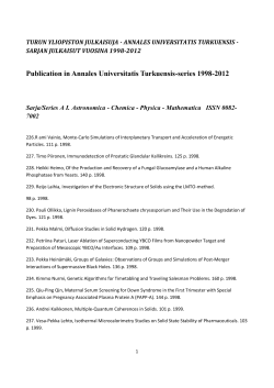 Publication in Annales Universitatis Turkuensis
