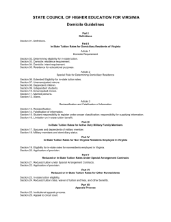 Domicile Guidelines - State Council of Higher Education for Virginia