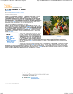 Discovery Health "Is the brain hardwired for religion?"