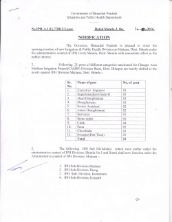 NOTIFICATION:-Order Regarding opening/creation of new Irrigation