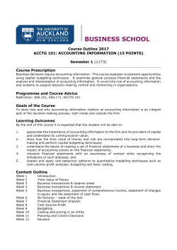 Course Outline 2017 ACCTG 101: ACCOUNTING INFORMATION
