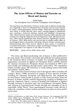 The Acute Effects of Humor and Exercise on Mood and Anxiety