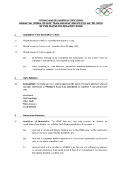 PYEONGCHANG 2018 WINTER OLYMPIC GAMES NOMINATION