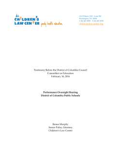 Distict of Columbia Public Schools 2016 Oversight