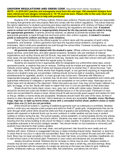 UNIFORM REGULATIONS AND DRESS CODE