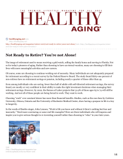 Not Ready to Retire? You`re not Alone!