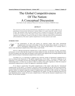The Global Competitiveness Of The Nation: A