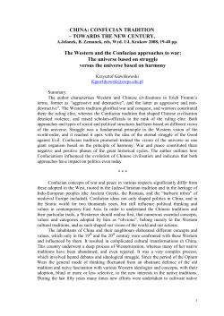 CONFUCIAN TRADITION &ndash; TOWARDS THE NEW CENTURY, The
