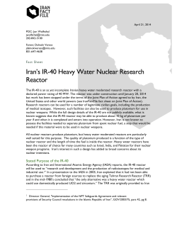 Iran`s IR-40 Heavy Water Nuclear Research Reactor
