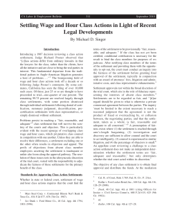 Settling Wage and Hour Class Actions in Light of Recent Legal