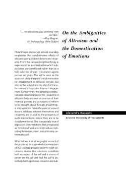On the Ambiguities of Altruism and the Domestication of Emotions
